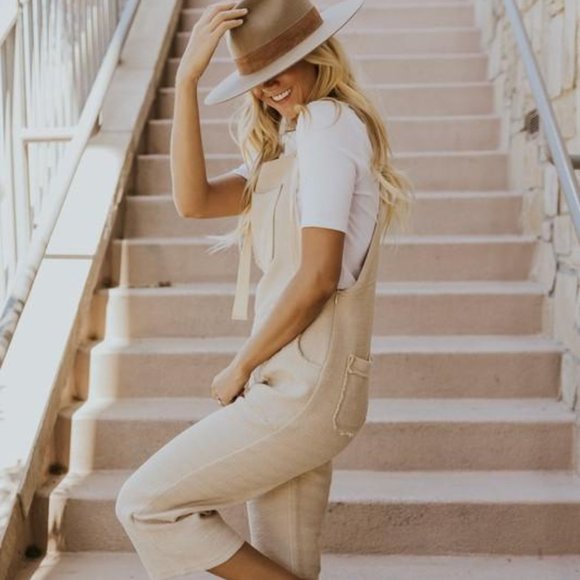 Pants - LEMON BLONDE TIE OVERALLS